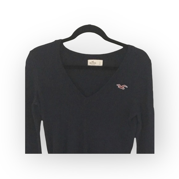 Hollister ★ V Neck Bird Logo Classic Preppy Knit Sweater ★ Navy ★ Small ★ - Picture 8 of 12